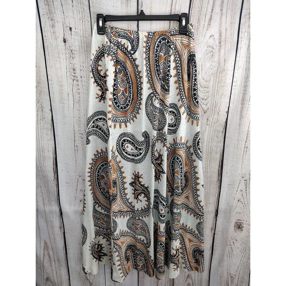 Vintage 60s MOD Daisy's Originals of Miami Metallic Paisley A-Line Maxi Skirt - Picture 2 of 12